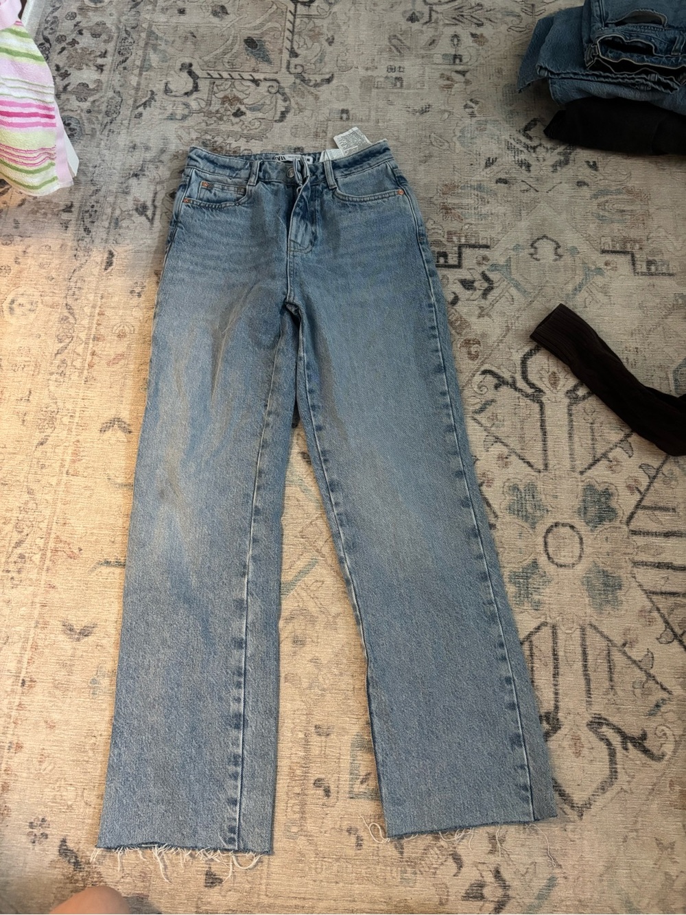 Zara Women's Straight Leg Jeans - Light Blue Denim